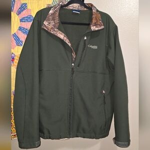 Columbia Forest Green Jacket with Camouflage Trim